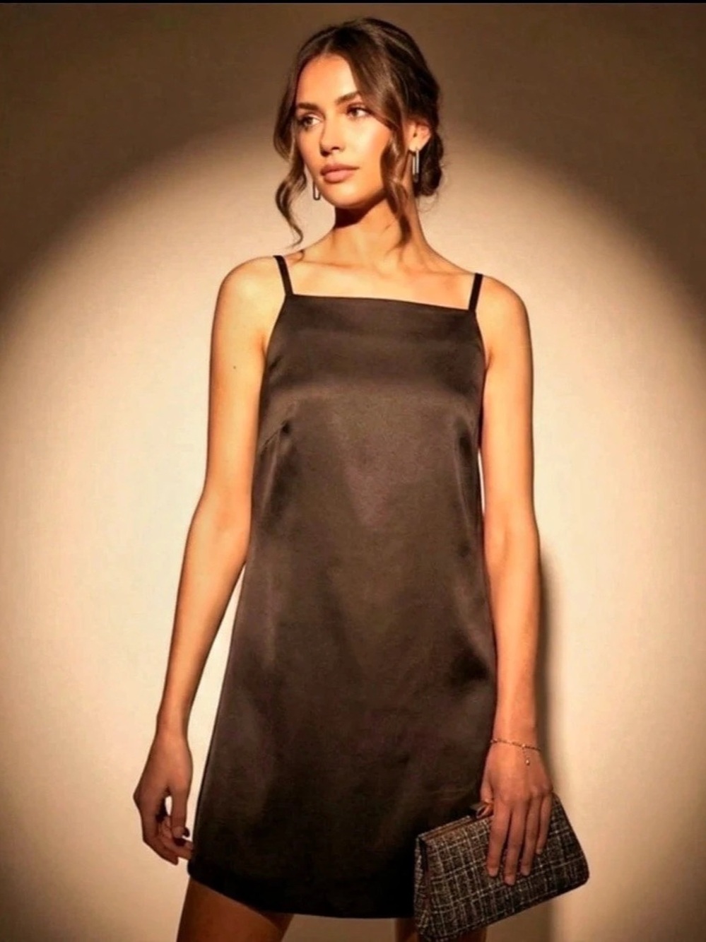 Tuckernuck Satin Lara Mini Dress Size 6 and size 4 available Chocolate Brown NWT